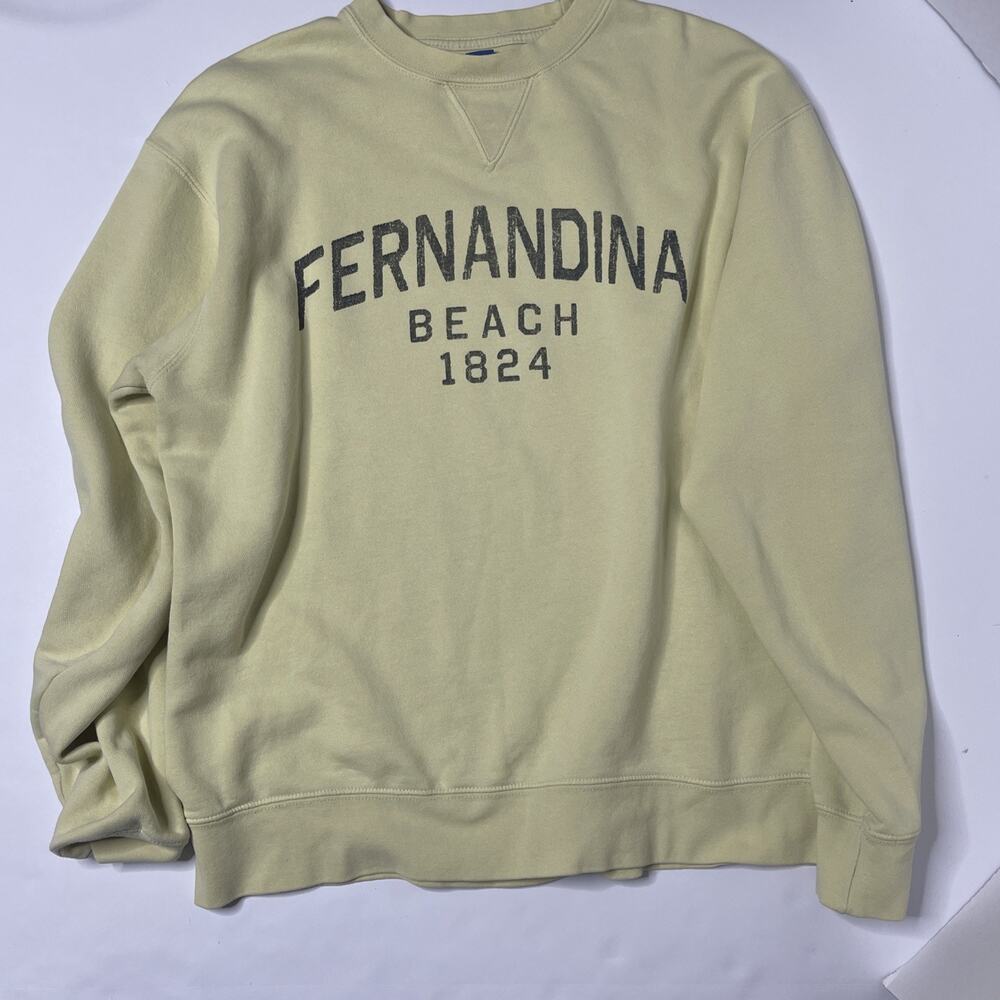 Fernandina Beach 1824 Gear Womens Size Large Yellow Crew Neck Sweatshirt Soft